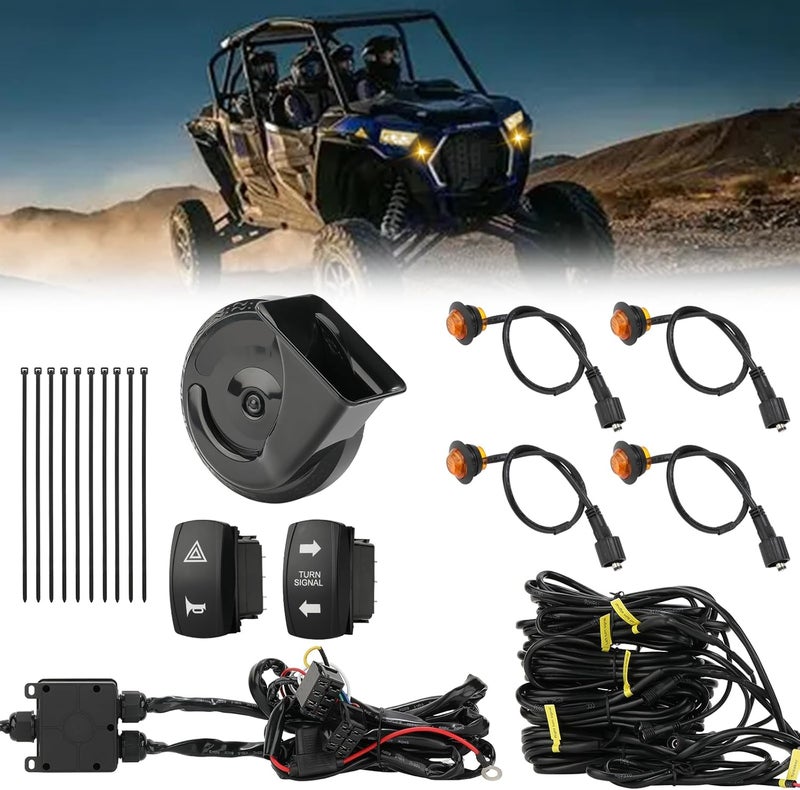 OFIG UTV Turn Signal Kit with 110DB Horn, Pre-Wired, Plug and Play ATV UTV Blinker with Rocker Switch, Universal UTV Street Legal Kit Compatible with Polaris, Can Am, CFMOTO, Arctic Cat - Image 1